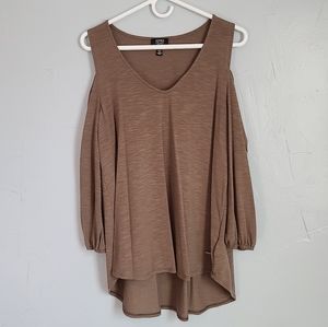 Open Shoulder Tan Shirt